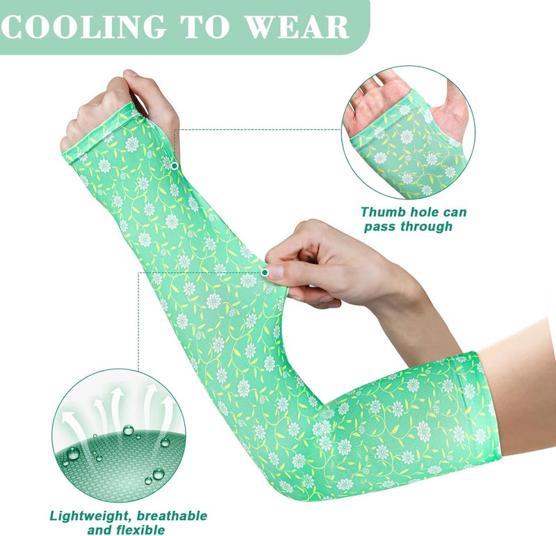 Mukum 4 Pairs Gardening Sleeves Anti-Slip Arm Protection with Thumb Hole Sun Sleeve Cooling Arm Sleeves for Women Men Outdoor - Image 2
